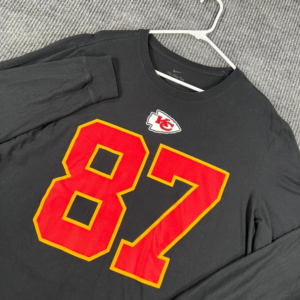 Kansas City Chiefs Travis Kelce Shirt Mens XL Extra Large Black Nike Long Sleeve